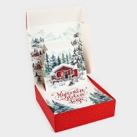 Коробка подарочная новогодняя складная &laquo;С новым годом!&raquo;, 26 &times; 26 &times; 8 см