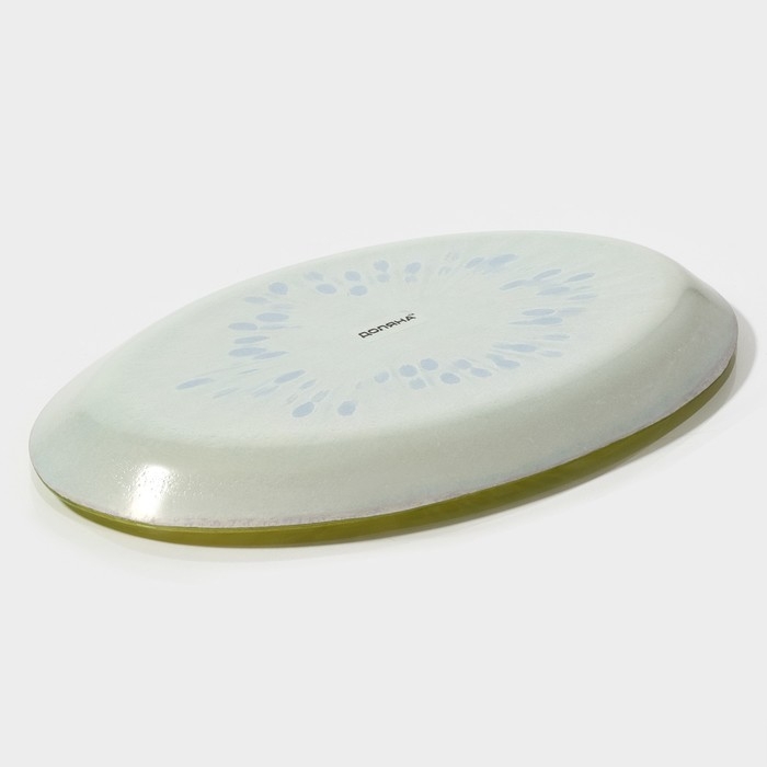 Блюдо сервировочное стеклянное овальное Доляна &laquo;Романтичный киви&raquo;, 24,5&times;15 см, цвет зелёный