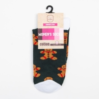 Носки женские «Печеньки» цвет тёмно-зелёный, размер 23-25 Носки женские «Печеньки» цвет тёмно-зелёный, размер 23-25