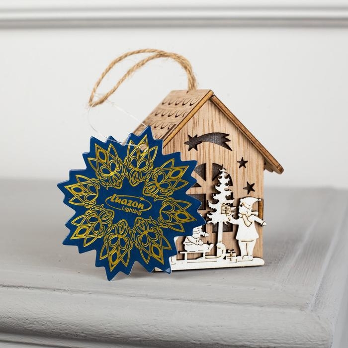 Ёлочная игрушка &laquo;Домик с детьми&raquo;, от батареек, свечение тёплое белое