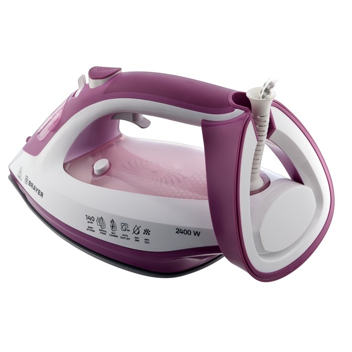 Утюг BRAYER 4006BR, 2400 Вт, 280 мл, керамическая подошва, 25 г/мин, 280 мл, бело-розовый Утюг BRAYER 4006BR, 2400 Вт, 280 мл, керамическая подошва, 25 г/мин, 280 мл, бело-розовый