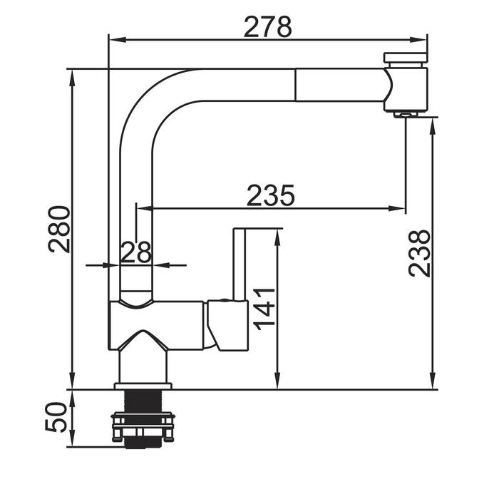 Смеситель для кухни Accoona A5179-3, однорычажный, с выходом для питьевой воды, хром