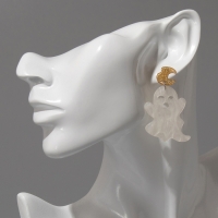 Серьги акрил &laquo;Привидения&raquo; простыни, цвет бело-золотистый в серебре