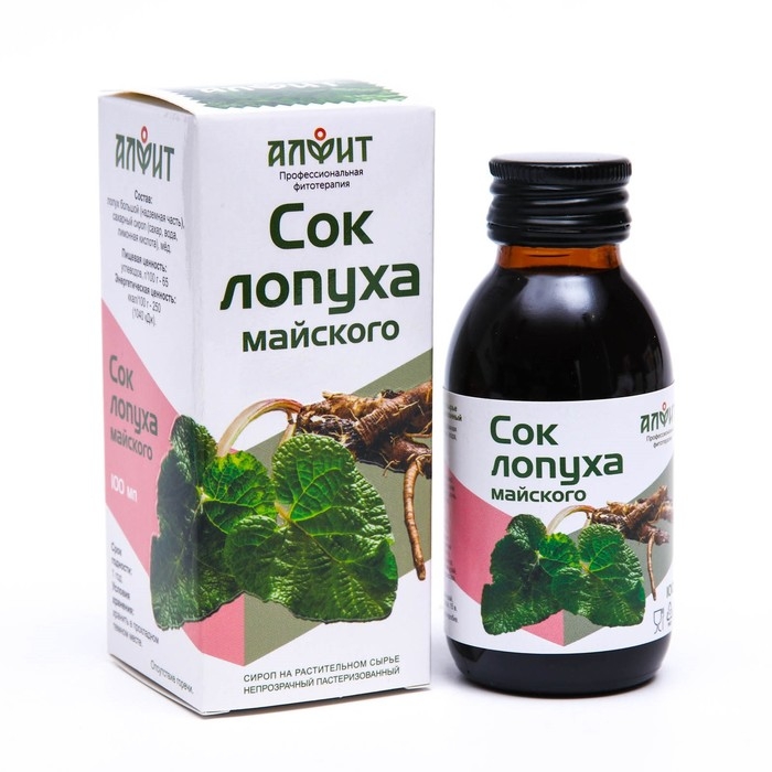 Сироп Алфит Сироп Алфит "Сок лопуха майского", 100 мл