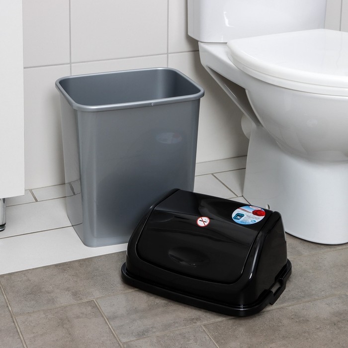 Ведро для мусора &laquo;Камелия&raquo;, 18 л, цвет серебристый перламутр/чёрный