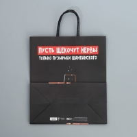 Пакет подарочный новогодний крафтовый &laquo;Шампанское&raquo;, 28 х 32 х 15 см, Новый год