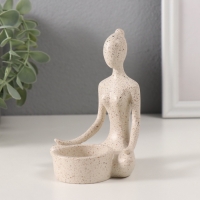 Подсвечник полистоун на 1 свечу "Девушка. Поза лотоса" белый в крапинку 8,3х8,5х11,7 см Подсвечник полистоун на 1 свечу "Девушка. Поза лотоса" белый в крапинку 8,3х8,5х11,7 см
