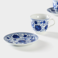 Набор чайный керамический Доляна «Русский узор», 4 предмета: 2 чашки 210 мл, 2 блюдца d=14,1 см, цвет синий Набор чайный керамический Доляна «Русский узор», 4 предмета: 2 чашки 210 мл, 2 блюдца d=14,1 см, цвет синий