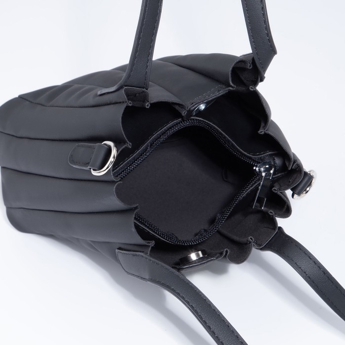 Сумка-тоут на магните, длинный ремень, цвет чёрный