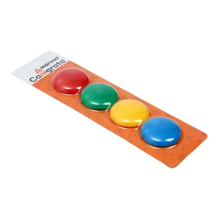 Набор магнитов для доски, 4 шт., d-4 см, на блистере, МИКС Набор магнитов для доски, 4 шт., d-4 см, на блистере, МИКС