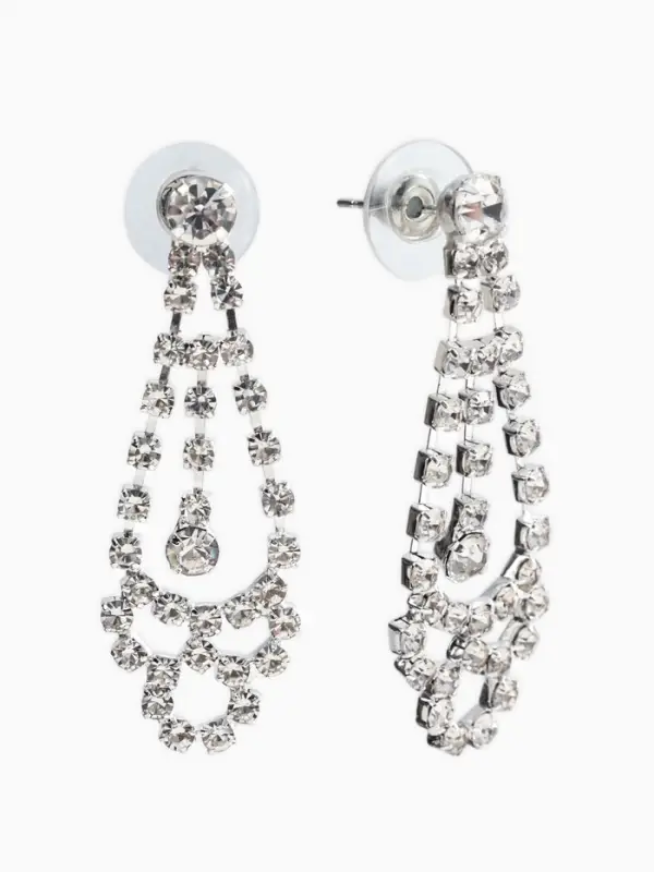 Набор 2 предмета: серьги, колье со стразами &laquo;Лёд. Паутина&raquo;, d=13.5 см, белый в серебре