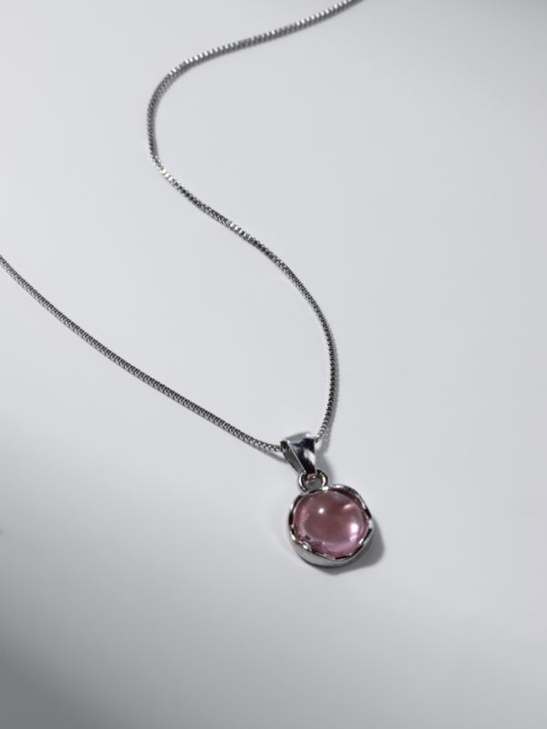 Кулон &laquo;Нежность&raquo; на цепочке, цвет розовый в серебре, 45 см