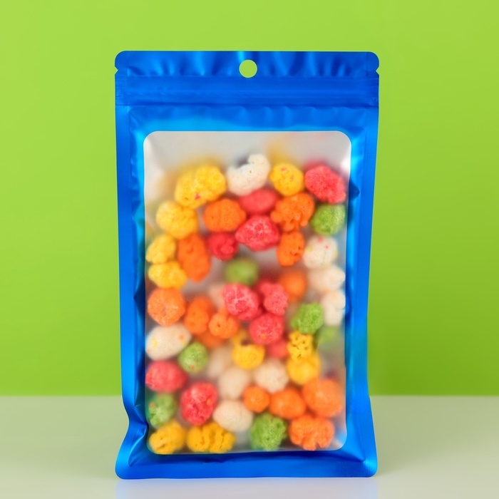 Пакет Зип-лок с окном, с еврослотом, синий, 12 х 18 см набор 20шт   10460409