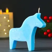 Свеча новогодняя "Лошадка" 110х100 мм, голубой