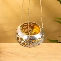 Подсвечник подвесной из кокоса, 10-12 см, серебристый