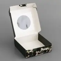 Коробка подарочная сборная с окном, упаковка, &laquo;Камуфляж&raquo;, 10&times;10&times;3 см