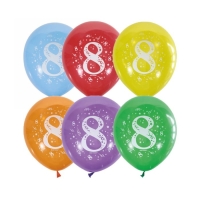 Шар латексный 12" &laquo;Цифра 8&raquo;, пастель, 2-сторонний, набор 10 шт., МИКС
