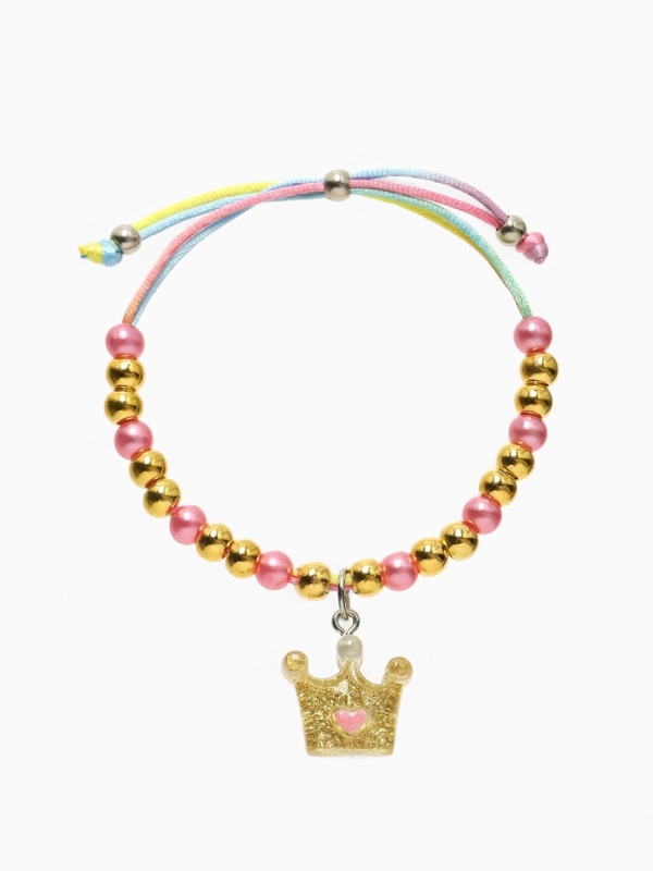 Браслет детский Браслет детский "Выбражулька" на затяжке, корона с бусинами, цветной