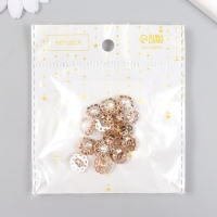 Пуговицы пластик для творчества на ножке "Цветок со стразой" набор 15 шт золото 1,2х1,2 см