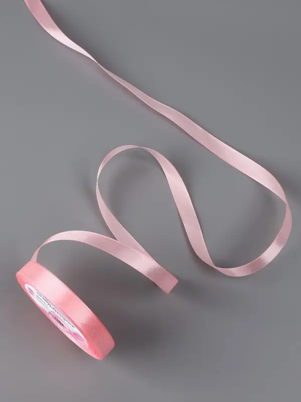 Лента атласная, 12 мм, 23&plusmn;1 м, розовая №04