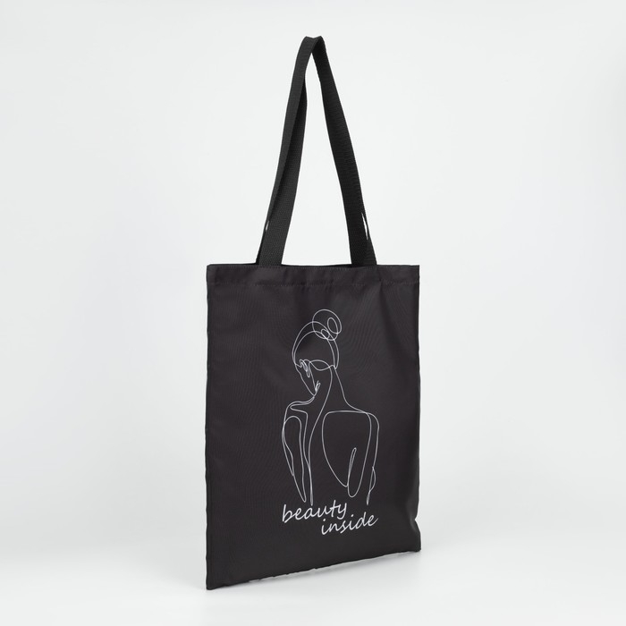Шопер &laquo;Красота внутри&raquo; 35 х 0,5 х 40, отдел без молнии, без подклада, чёрный