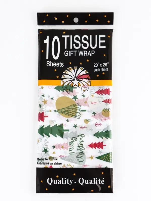 Бумага упаковочная тишью "Зимний лес", белая, 50 х 66 см