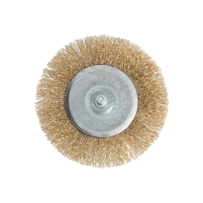 Щетка металлическая для дрели ТУНДРА, со шпилькой, плоская, 100 мм Щетка металлическая для дрели ТУНДРА, со шпилькой, плоская, 100 мм