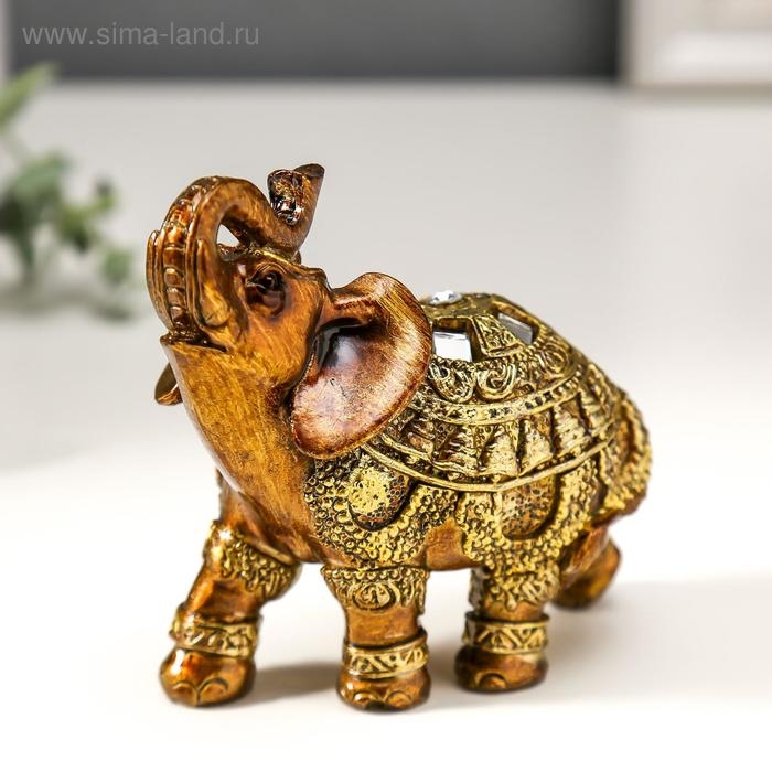 Сувенир полистоун "Слон в богатой золотой попоне" МИКС 10х9х5 см