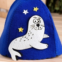 Шапка для бани с аппликацией "Игривый Тюлень" Шапка для бани с аппликацией "Игривый Тюлень"