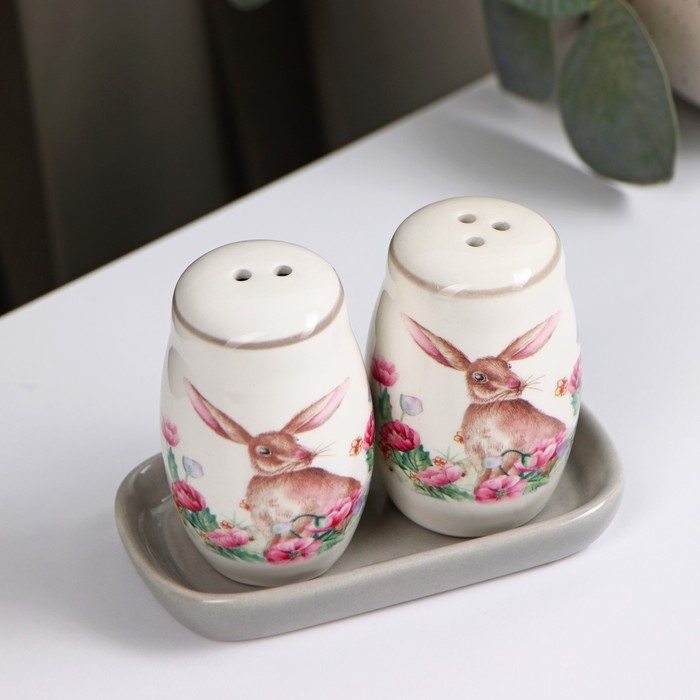 Набор для специй Доляна &laquo;Зайка&raquo;, 2 предмета: солонка, перечница, 130 мл