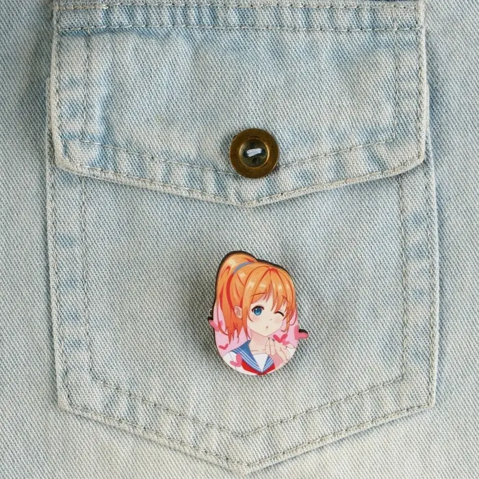 Значок деревянный &laquo;Школьницы&raquo;, аниме, 2,6 х 3,3 см