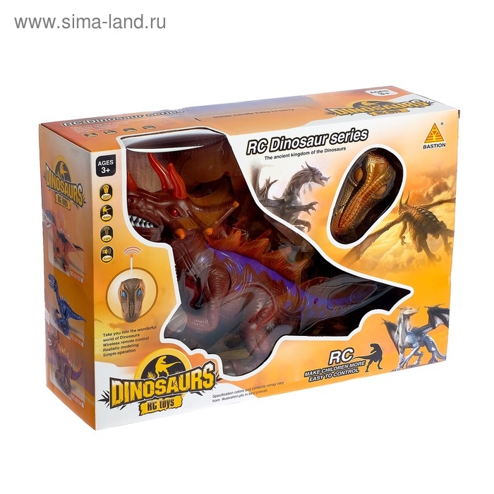 Динозавр радиоуправляемый T-Rex, световые и звуковые эффекты, работает от батареек