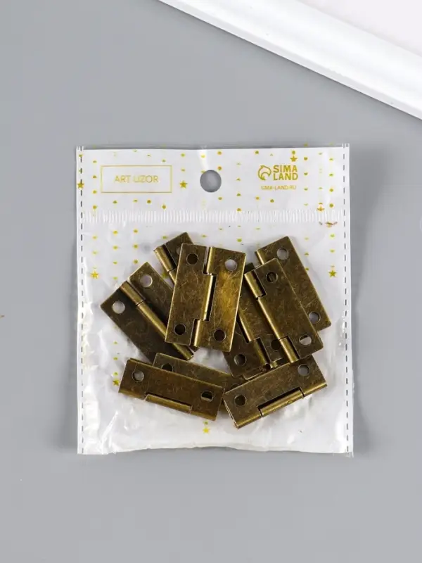 Петля для шкатулки металл с прямыми углами бронза набор 10 шт 2,2х3,68 см