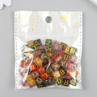 Бусины для творчества пластик "Золотые английские буквы" прозрачные набор 20 гр 0,4х0,8х0,8см 923357