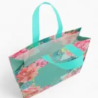 Сумка для покупок Цветы, 32*10*26. отд без молнии,  голубой