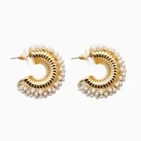 Серьги жемчуг "Россыпь", ссв, цвет белый в золоте