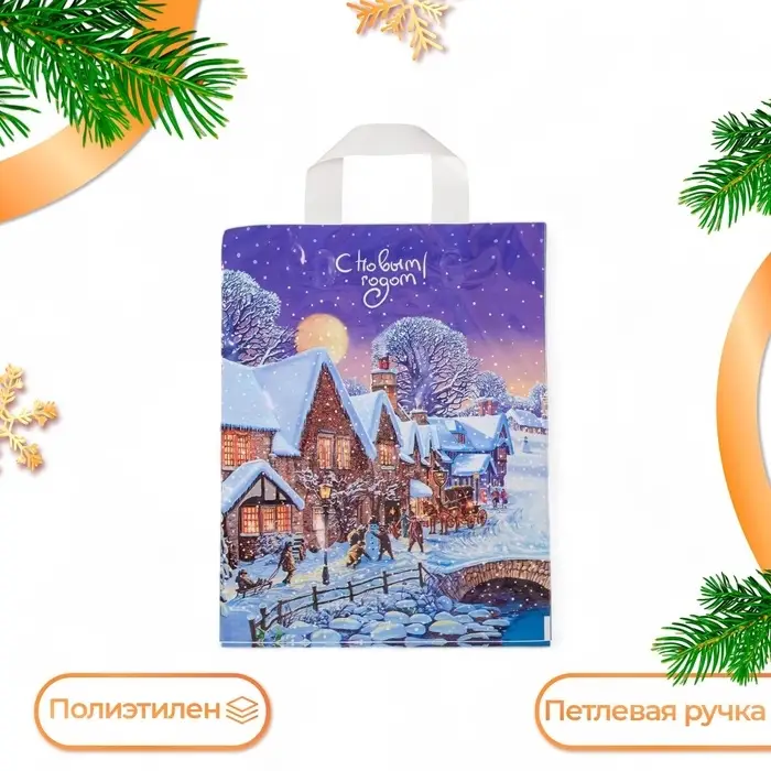 Пакет &laquo;Зимушка&raquo;, полиэтиленовый с петлевой ручкой, 28&times;35 см