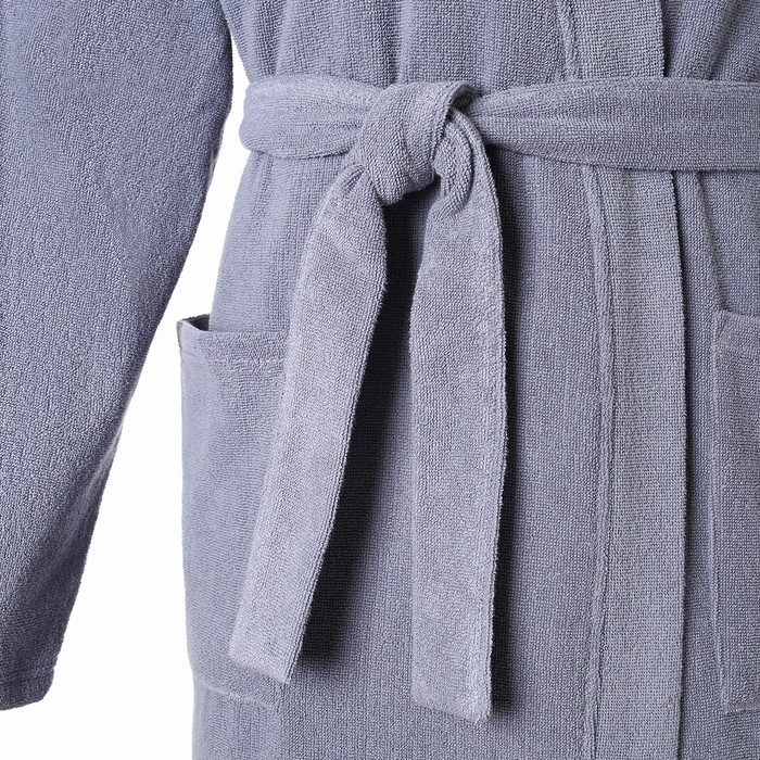 Халат махровый Экономь и Я, мужской размер 48-50 цвет серый, 100% хлопок с AIRO, 320 г/м2 Халат махровый Экономь и Я, мужской размер 48-50 цвет серый, 100% хлопок с AIRO, 320 г/м2