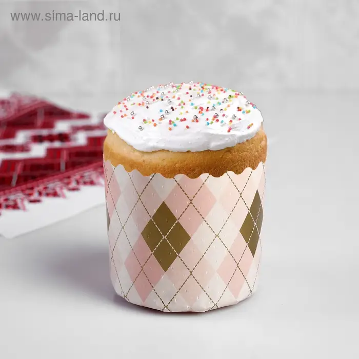 Форма для кулича бумажная Деко-про &laquo;Ромбики&raquo;, 7&times;6 см, МИКС