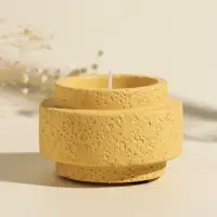 Свеча в вулканическом подсвечнике "Цилиндры" жёлтая 8,1х8,1х5,4 см