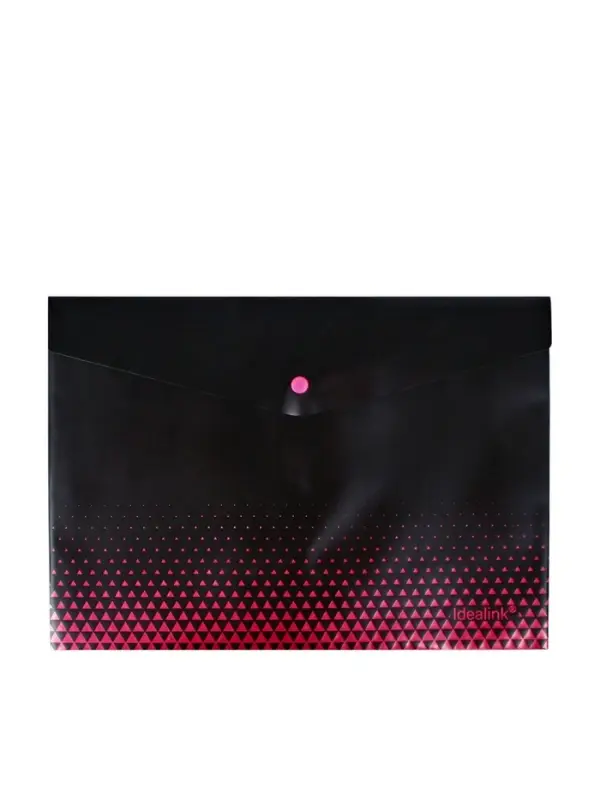 Папка-конверт на кнопке формат А4 180мкр Черная с металлизированной отделкой МИКС (шр на шт)   10843