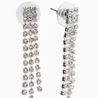 Набор 2 предмета: серьги, колье со стразами &laquo;Лёд&raquo;, d=13.5 см, белый в серебре