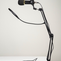 Микрофон конденсаторный Music Life золотой: кабель, ветрозащита, стойка