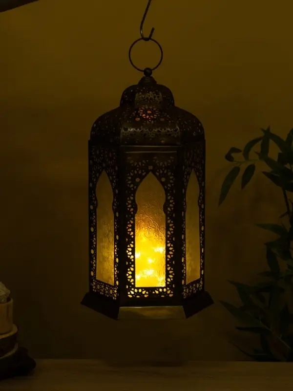 Подсвечник фонарь "Золотое кружево" железо 25х25х43,5 см