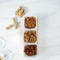 Набор соусников керамических на деревянной подставке &laquo;Эстет&raquo;, 3 предмета: 60 мл, цвет белый