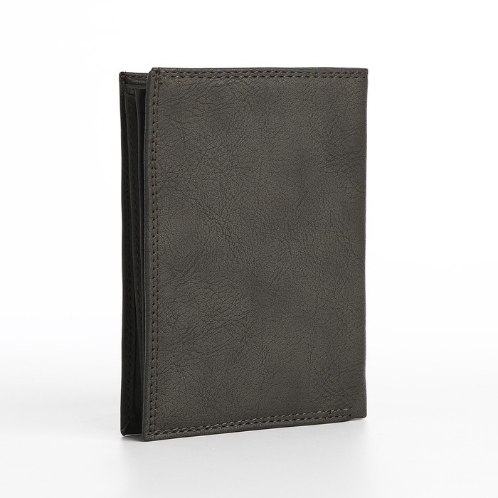 Портмоне мужское без застёжки, 3 в 1, отдел автодокументов, паспорта, карт, купюр, цвет серый Портмоне мужское без застёжки, 3 в 1, отдел автодокументов, паспорта, карт, купюр, цвет серый