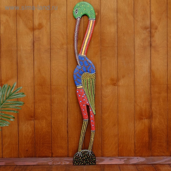 Панно настенное дерево "Аист цветной" 95х13х1 см МИКС