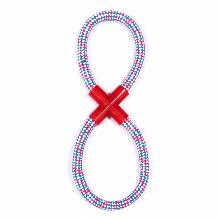 Игрушка тренировочная канатная "Восьмерка", до 135 г, 30 см, микс цветов