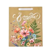 Пакет подарочный крафтовый &laquo;8 марта&raquo;, ML 23 х 11.5 х 27 см