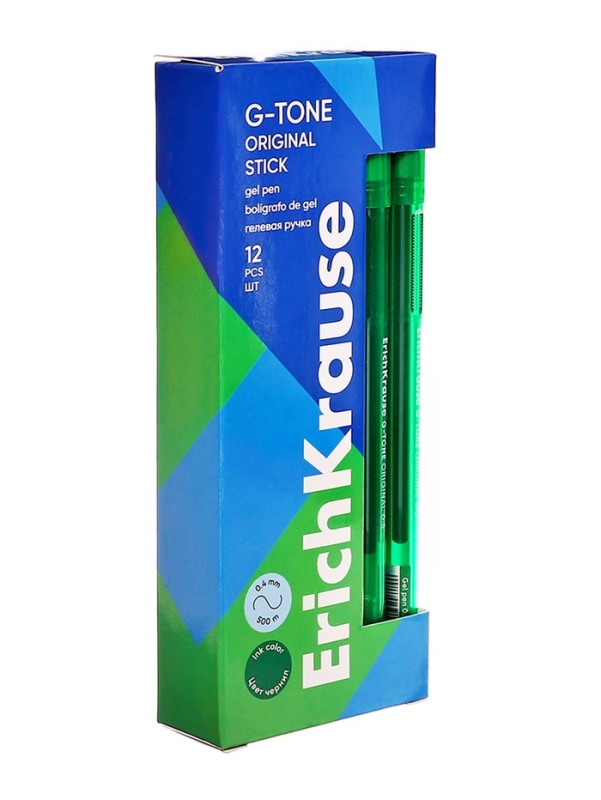 Ручка гелевая ErichKrause. G-Tone, зелёный стержень, узел 0.5 мм